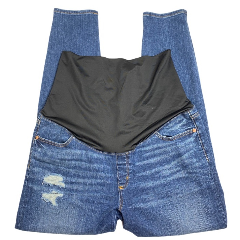 LOFT blue skinny distressed maternity jeans sz 12
